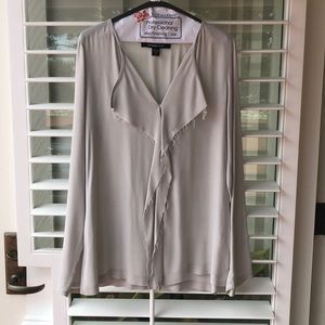 Formal meets fray blouse.